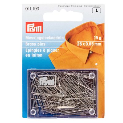 PRYM STRAIGHT PINS BRASS 103 ED SILVER 0.65x26 MM