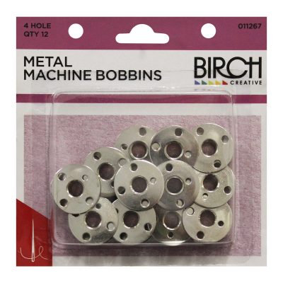 BOBBIN METAL 4 HOLE B/P  PACK 12