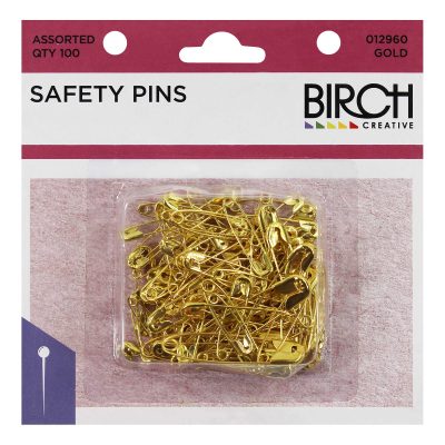 PINS SAFETY GILT 100on ASST SIZES
