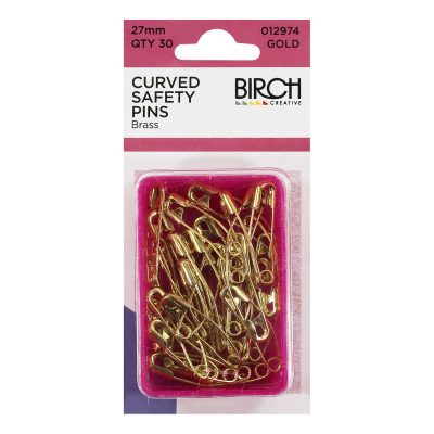 PINS SAFETY STEEL CURVED BRASS 27MM 012974