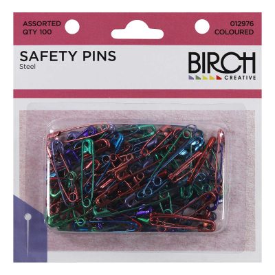 PINS COLOURED SAFETY 100on ASST SIZES