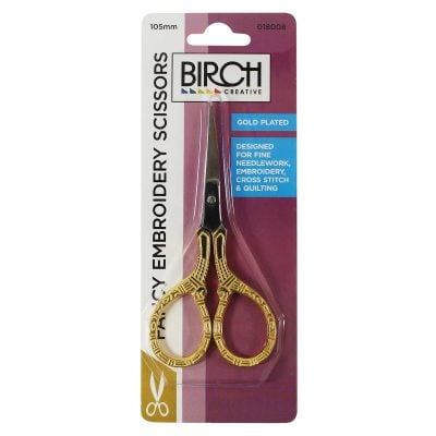 SCISSOR FANCY EMB GOLD PLATED 105MM
