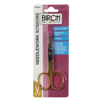 SCISSOR NEEDLEWORK GOLD PLATED 90MM 018193