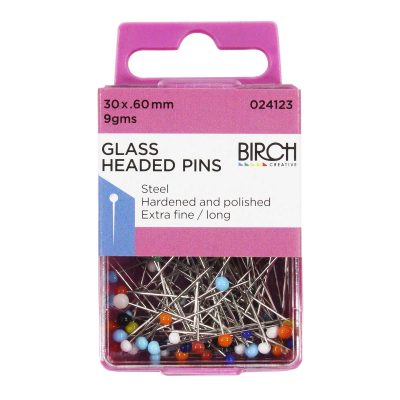 PINS GLASS HEADED 30 x 0.60MM 9GM