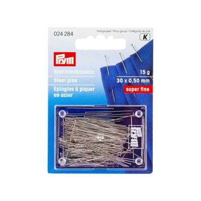 PRYM HARD STEEL PINS 0.50 X 30 MM SILVER COL