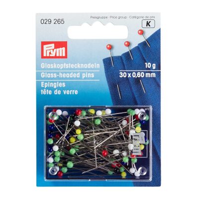 PRYM GLASS-HEADED PINS NO.9 ASSORTED 0.60x30MM