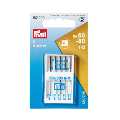 PRYM SEWING MACHINE NEEDLES 130/705 MICROTEX 60-80