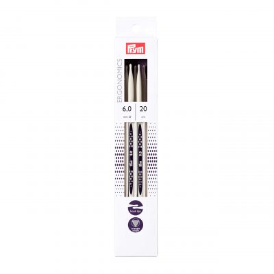 PRYM ERGO DOUBLE-POINT KNITTING PINS 20CM/6MM 2PC
