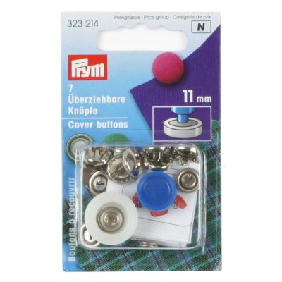 PRYM COVER BUTTONS BRASS 11 MM SILVER COL