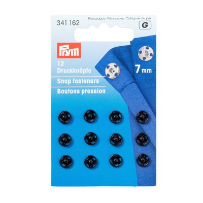 PRYM SEW-ON SNAP FASTENERS BRASS 7 MM BLACK