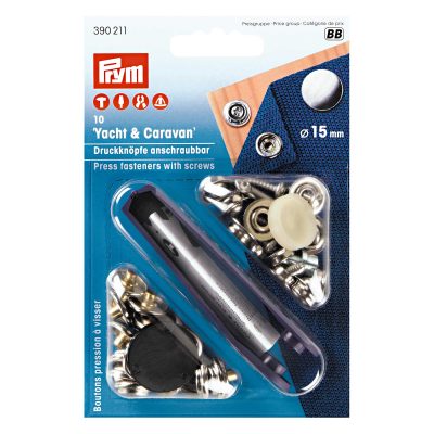 PRYM NON-SEW FASTENERS YACHT&CARAVAN SCREW 15MM