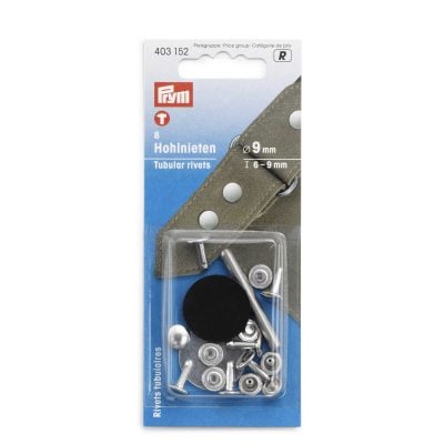 PRYM TUBULAR RIVETS 6-9 MM THICKNESS BRASS SILVER