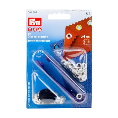 PRYM EYELETS AND WASHERS BRASS 4.0 MM SILVER COL