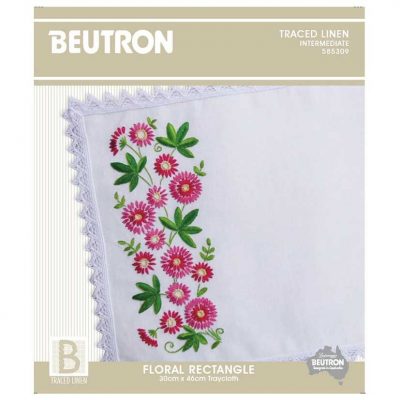 FLORAL EMBROIDERY TRAYCLOTH KIT 31X45CM