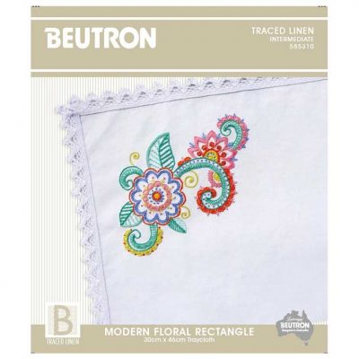 MODERN FLORAL EMBROIDERY TRAYCLOTH KIT 31X45CM