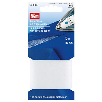 PRYM HEMMING WEB WITH BACKING PAPER 38 MM WHITE