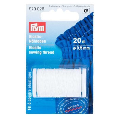 PRYM ELASTIC SEWING THREAD 0.5 MM WHITE