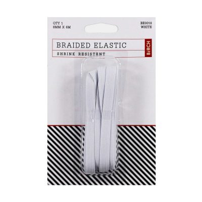 ELASTIC BRAIDED 8MM X 6M WHT