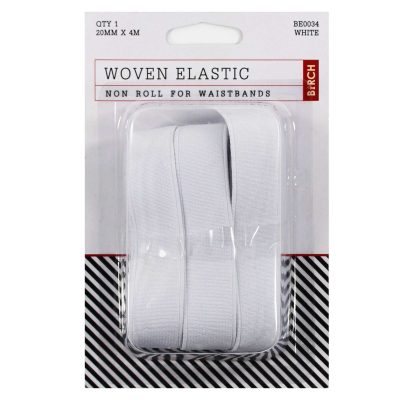 WOVEN ELASTIC 20MM x 4MT WHITE BE0034