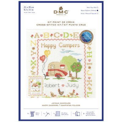 DMC CROSS STITCH KIT - HAPPY CAMPERS 14CT 21X28CM