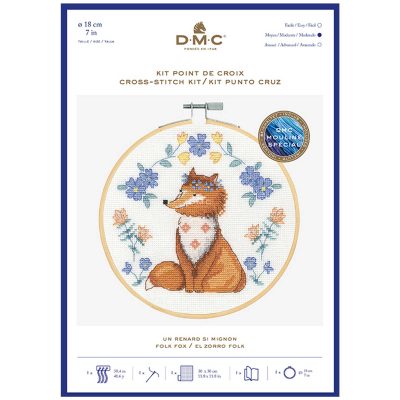 DMC CROSS STITCH KIT - FOLK FOX 14CT 18CM