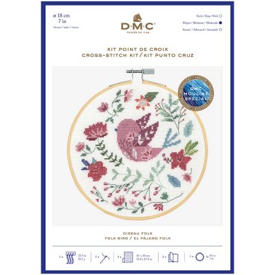 DMC CROSS STITCH KIT - FOLK BIRD 14CT 18CM