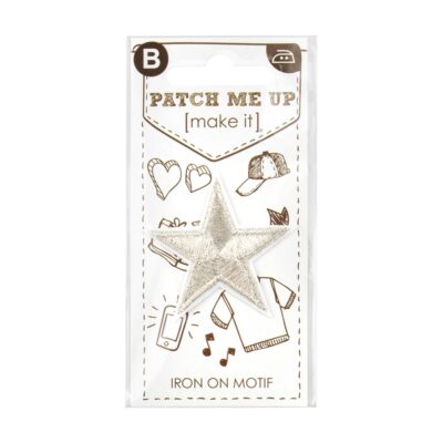MOTIF IRON-ON MEDIUM SILVER STAR 3PK