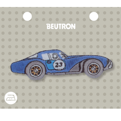 MOTIF IRON-ON RACING CAR BLUE 3PK