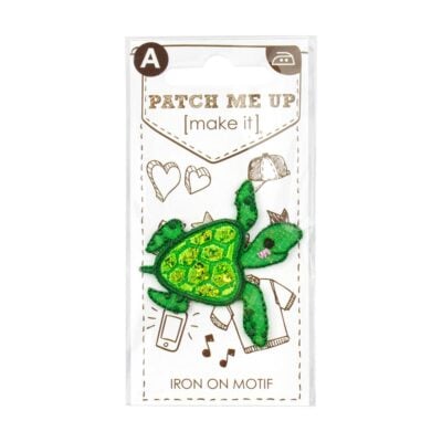 MOTIF IRON-ON TURTLE GREEN SEQUINS 3PK