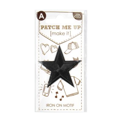 MOTIF IRON-ON STAR BLACK 3PK
