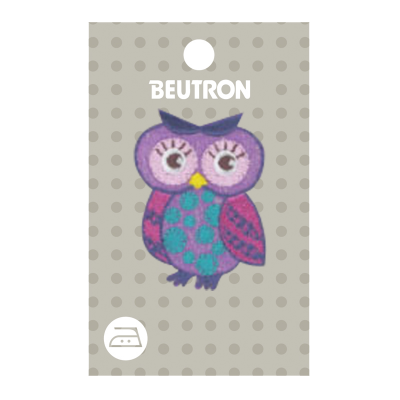 MOTIF IRON-ON OWL PURPLE 3PK
