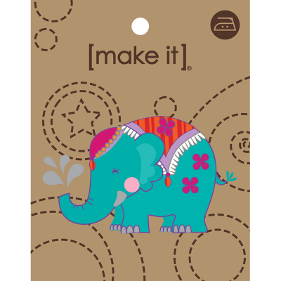 MOTIF IRON-ON EXOTIC ELEPHANT 3PK