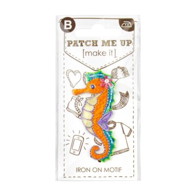 MOTIF IRON-ON SEA HORSE ORANGE 3PK