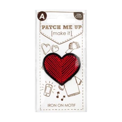 MOTIF IRON-ON HEART RED 3PK
