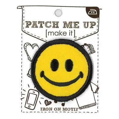 MOTIF IRON-ON SMILEY FACE YELLOW 3PK