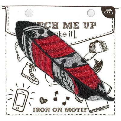 MOTIF IRON-ON FEATHER RED 3PK