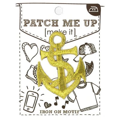 MOTIF IRON-ON GOLD ANCHOR 3PK