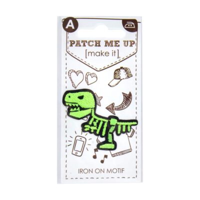 MOTIF IRON-ON GREEN DINO 3PK