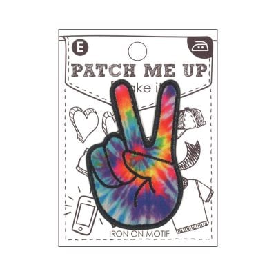 MOTIF IRON-ON  TIE DYE - PEACE FINGERS 6.5X4CM/3PK