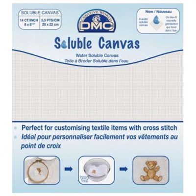 DMC PRECUT SOLUBLE CANVAS 14CT 20X22CM-TRANSPARENT