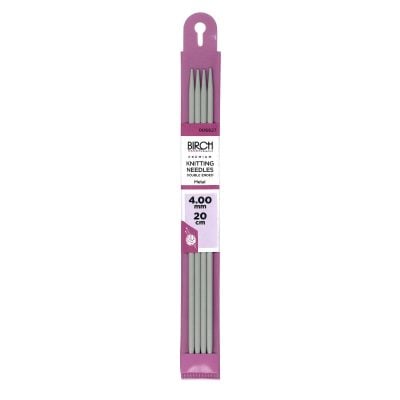 BIRCH KNITTING NEEDLE PREMIUM SET4 20CM 4-5.00MM