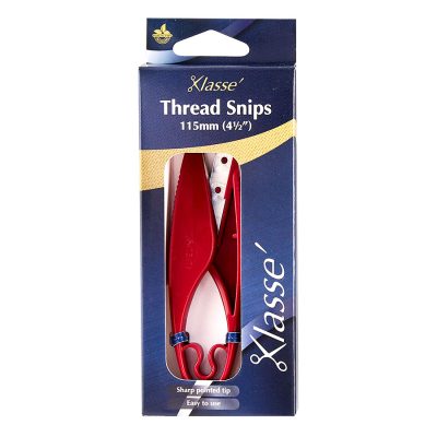 KLASSE SCISSORS THREAD SNIPS 4.5IN RED HANDLE