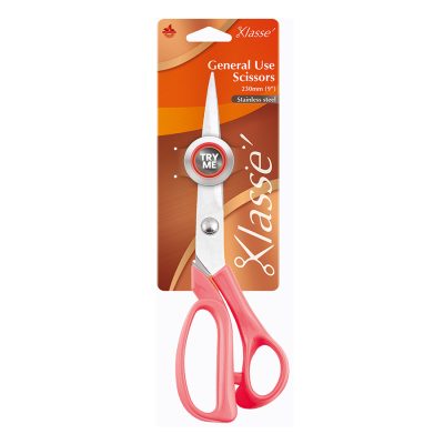 KLASSE SCISSORS HOUSEHOLD 9IN BLUE HANDLE SOFTGRIP
