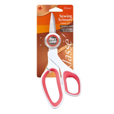 KLASSE SCISSORS SEWING 8.25IN SOFTGRIP WHITE HANDL