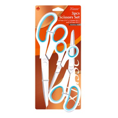 KLASSE SCISSORS SET 3 PCE SOFT GRIP 9.75IN 8.5IN 5