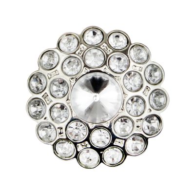 HEMLINE BUTTONS SILVER SETTING CLEAR DIAMONTES