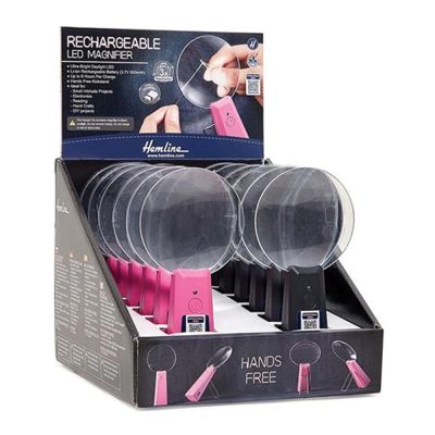 LED RECHARGEABLE HAND MAGNIFIER 12PC DISPLAY UNIT