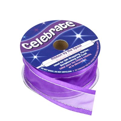 CELEBRATE RIBB ORG SATIN EDGE SILVER  25MM X 4M