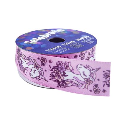 CELEBRATE RIBBON SATIN UNICORN CAMEO 25MM X 2M