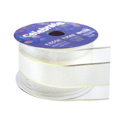 CELEBRATE RIBBON SATIN AND ORG W/GOLD 38MM X 2M